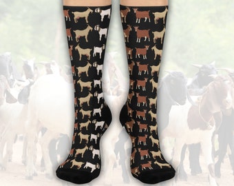 Goat Crew Socks, Cushioned Travel Socks, Fun Gift for Men and Women