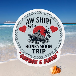 Personalized Honeymoon Cruise Door Magnet: &#39;Oh Ship&#39; Cabin Decor