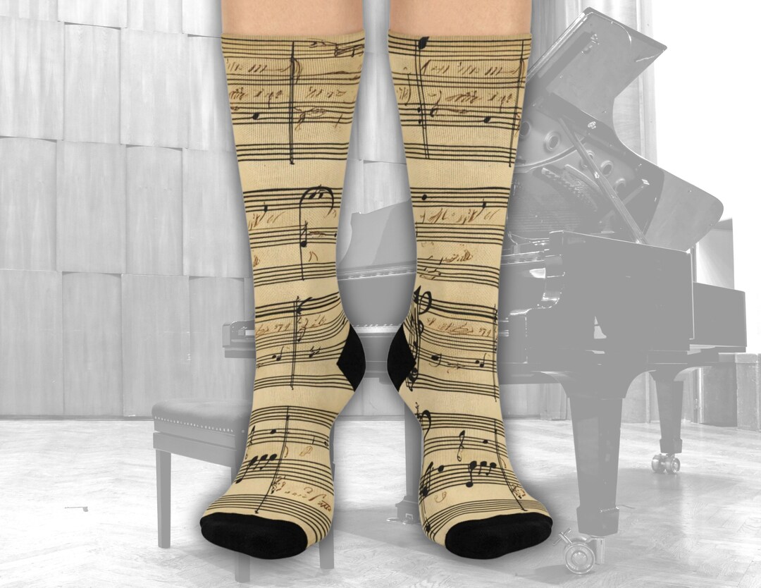 Calzini Con Design Di Note Musicali: Calzature In Morbido Cotone - Foto 5