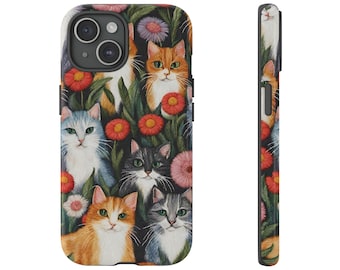 Cat Lovers Embroidery Cell Phone Cover, Fits all iPhone, Samsung, Google Pixel Models, Gift for Animal Lovers