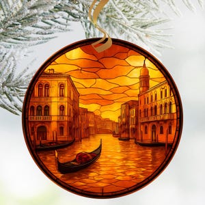 Venice Grand Canal Acrylic Ornament: Faux Stained Glass Italy Travel Keepsake
