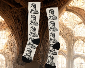 Napoleon Bonaparte Novelty Crew Socks for Him, Mens Funky Cool Napoleon Dress Socks