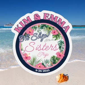 Personalized Sisters Cruise Door Magnet: Tropical Floral Cabin Decor