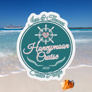 Personalized Honeymoon Cruise Ship Door Magnet – Custom with Couples Names, Initials, Destination & Wedding Year