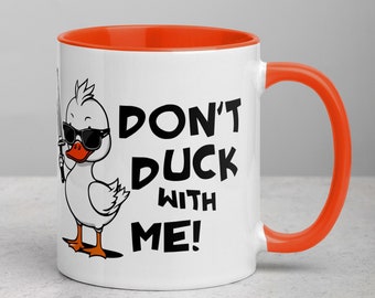 Taza de café de cerámica "No te metas conmigo" – Regalo divertido para amantes de los patos