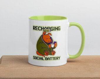 Recharging Social Battery Mug – Funny Introvert Gift, 11 Oz