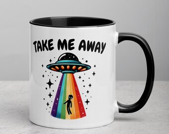 LGBTQ+ Funny Alien Ceramic Coffee Mug, Gay Pride Gift