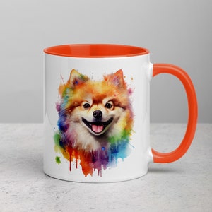 Taza de café de cerámica Pomeranian Love - Regalo para ella - Regalos para dueños de perros - Tazas divertidas para perros - Retrato de Pomerania - Taza de oficina - Regalos de Pascua