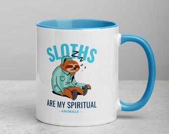 Funny Sloth Ceramic Coffee Mug, 11 Oz, Two-Tone Design