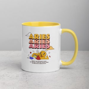 ARIES Zodiac Sign Ceramic Coffee Mug, 11 Oz, 3 COLORS, Birthday Gifts, Aries Mugs, Zodiac Gift, Office Mug