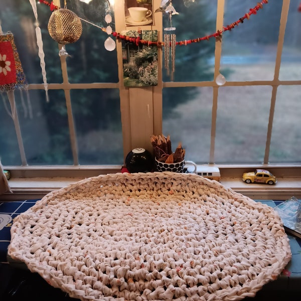 Zero Waste Oval Rag Rug, 31 inches long x 20.5 inches wide, Farmhouse, Hygge, Home Decor, Free Shipping