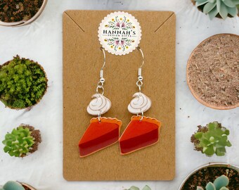 Thanksgiving PUMPKIN PIE Earrings / Hypoallergenic silver coated, Fall Autumn Pumpkin Pie Harvest Thanksgiving Holidays Earring Women Gift