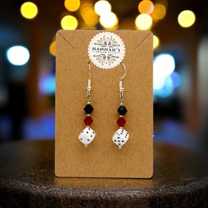 Cute Mini Dice Dangle Earrings,Hypoallergenic silver coated, Resin Art, Unique, Jewelry, Gift for her, Las Vegas, lucky, sin city