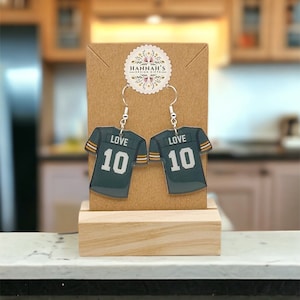 Green Bay Packers jersey earrings, Jordan Love, Silver coated Hypoallergenic Packers merch, gift for her, Birthday Gift, Packers gift