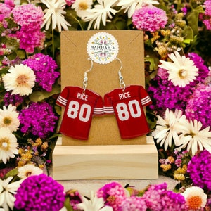 49ers Jerry Rice jersey earrings, Silver coated Hypoallergenic Earring, gift for her, Birthday Gift for Her, Football gift, San Francisco