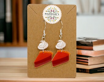 Pumpkin Pie Earrings, Hypoallergenic Silver Coated, Thanksgiving Harvest