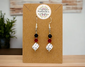 Cute Mini Dice Dangle Earrings,Hypoallergenic silver coated, Resin Art, Unique, Jewelry, Gift for her, Las Vegas, lucky, sin city