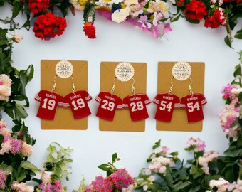 San Francisco 49ers jersey earrings Warner, Hufanga, Samuel, Hypoallergenic Earrings, 49ers earrings, gift for her, 49ers gift, football