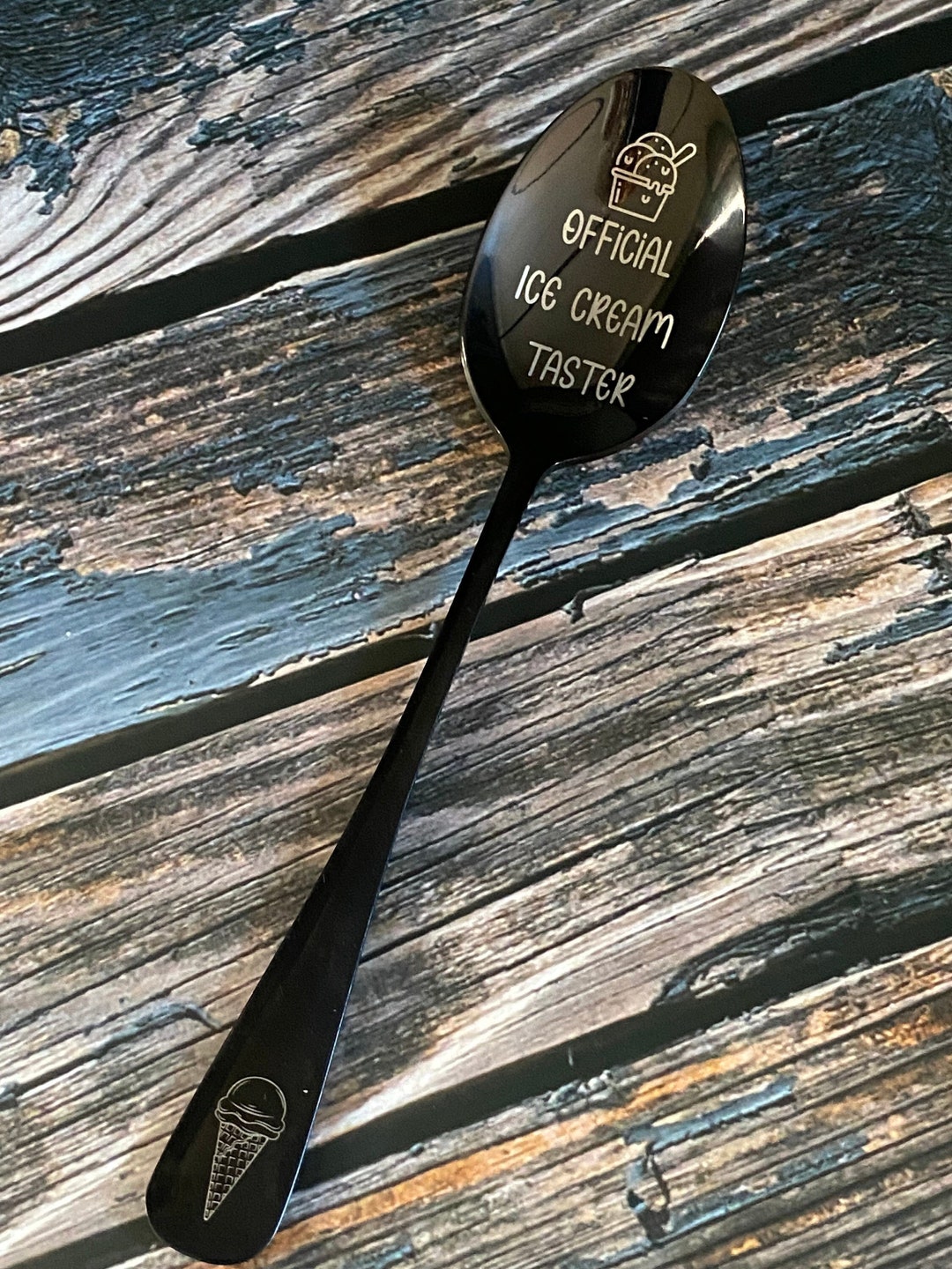 Custom Engraved Spoon Black Personalized Spoons Kitchen Utensil Unique