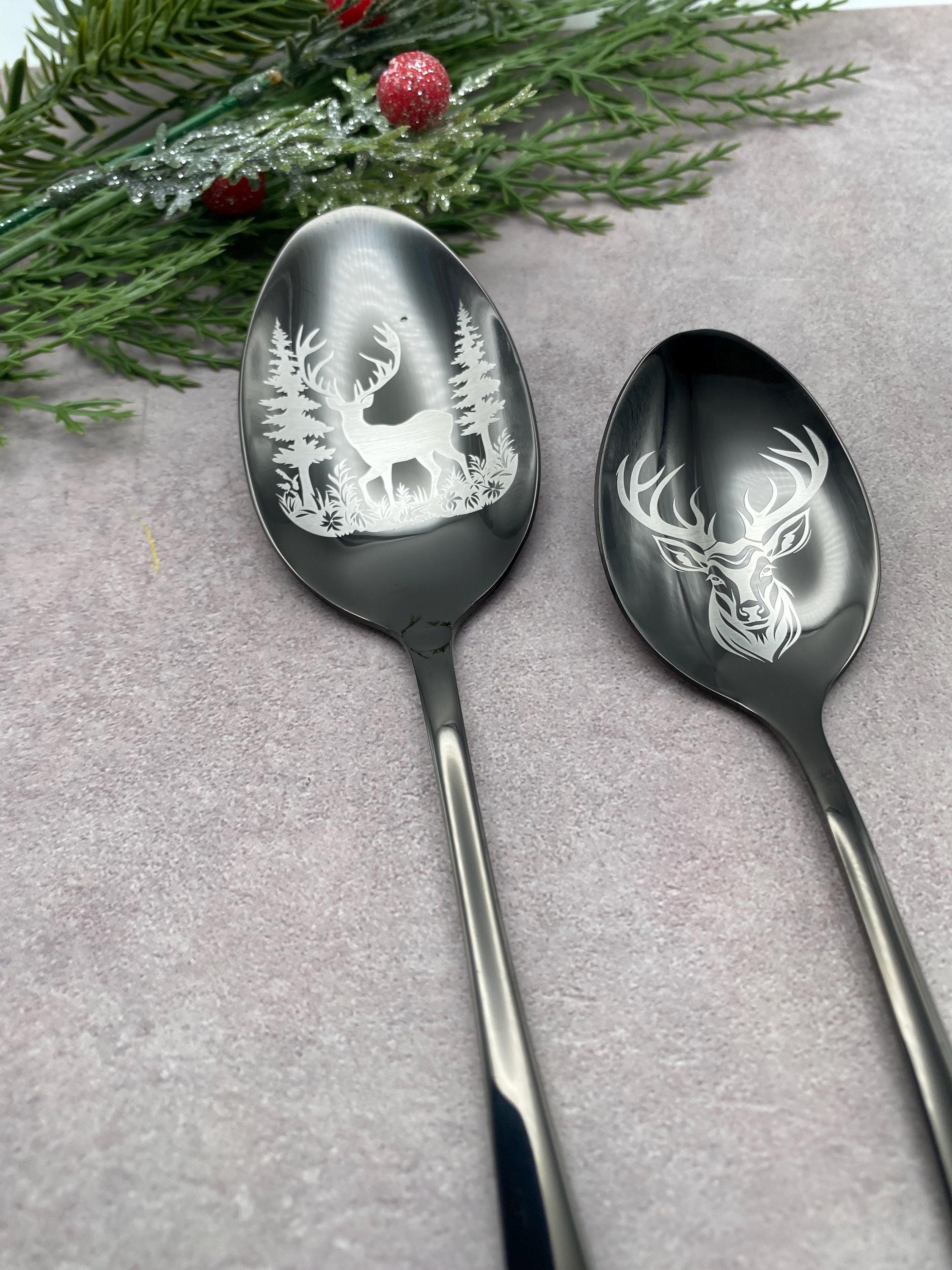 5 Piece Black Silverware Gift Set - Deer Collection - Kitchen Utensils ...