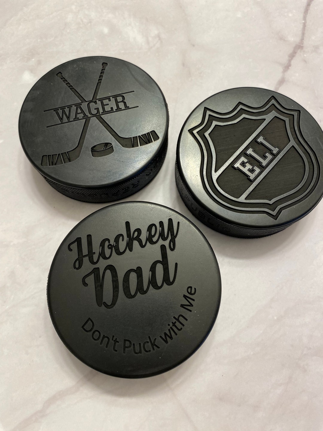 Hockey Pucks - Personalized Hockey Pucks, Custom Engraved - Design A Puck - One Side