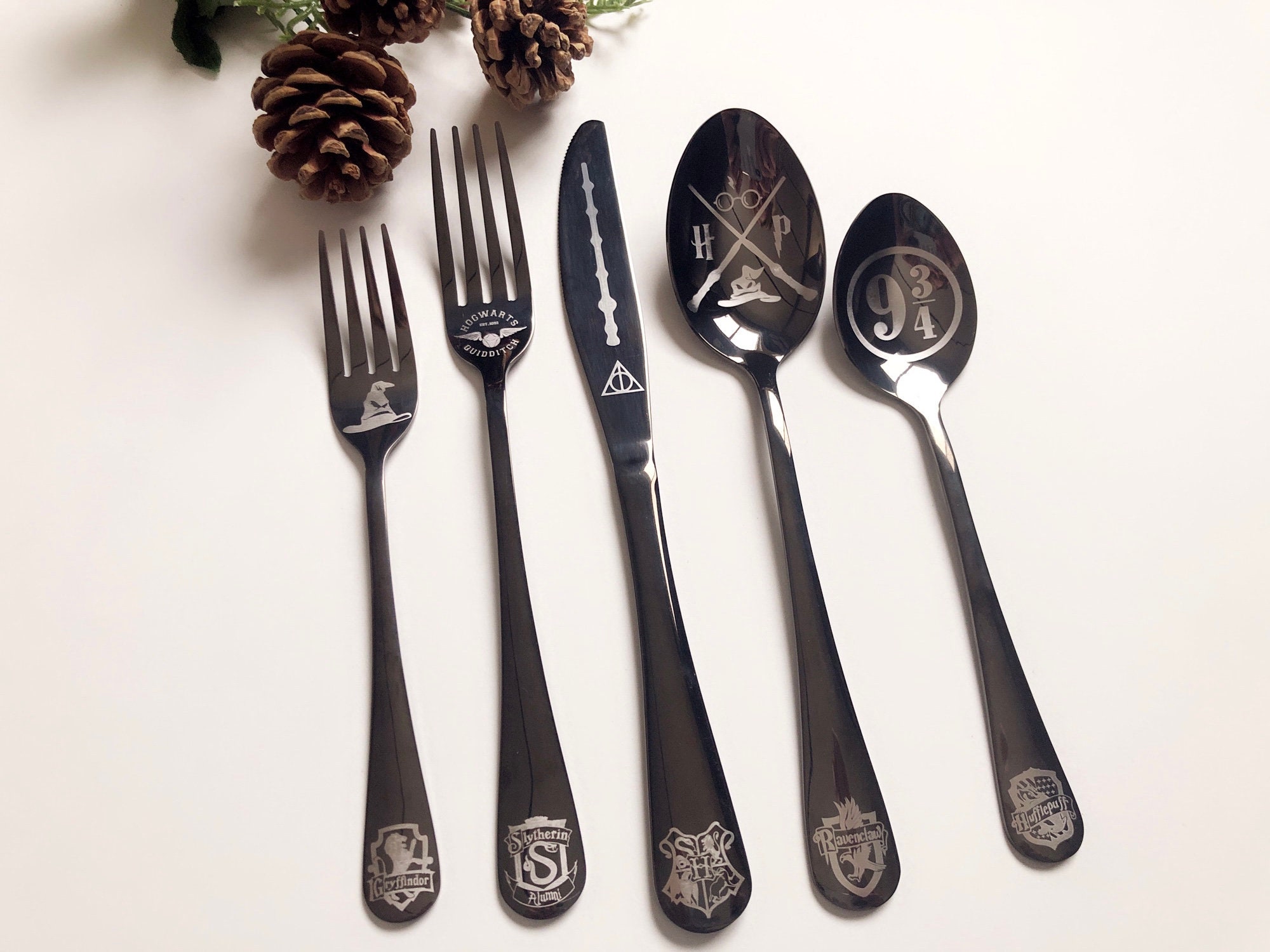 5 Piece Black Silverware Gift Set • HP Collection • Kitchen Utensils ...