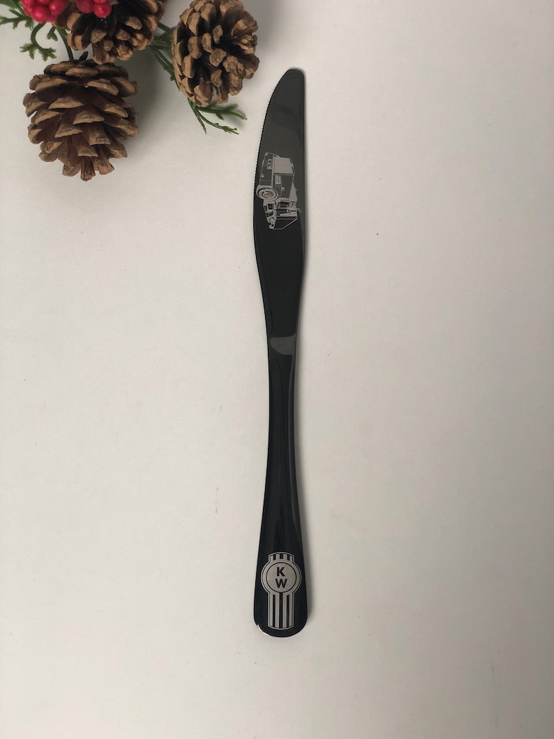 5 Piece Black Silverware Gift Set Semi Truck Collection Kitchen