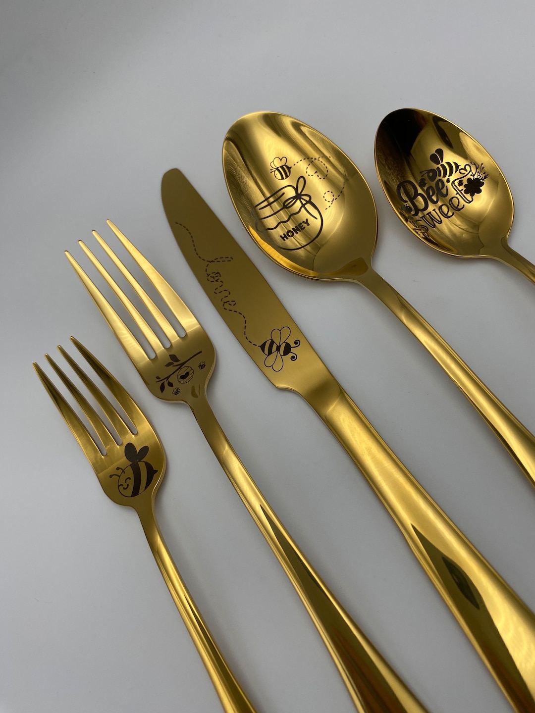 5 Piece Black Silverware Gift Set Bee Collection Kitchen Utensils