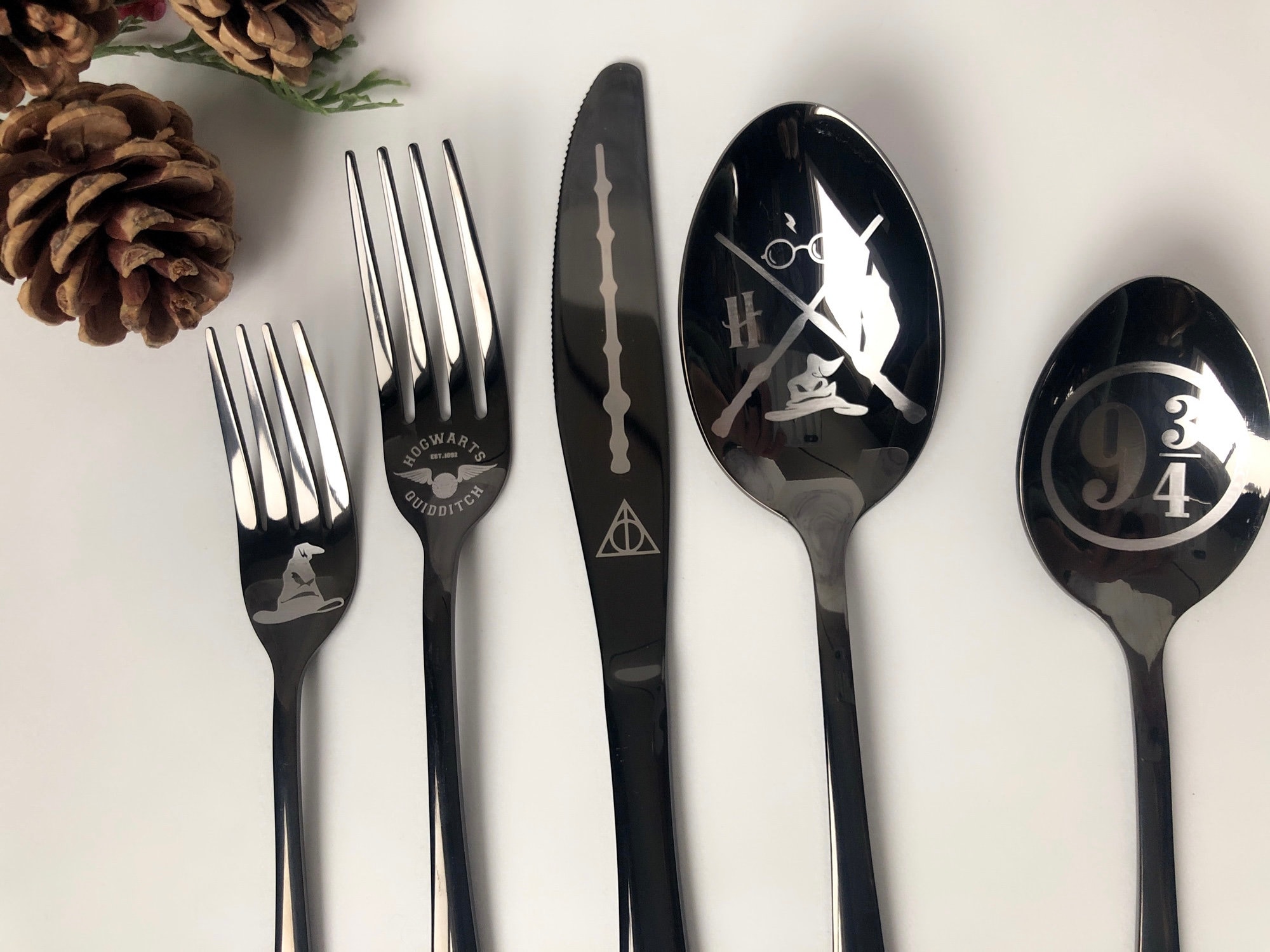 5 Piece Black Silverware Gift Set • HP Collection • Kitchen Utensils ...