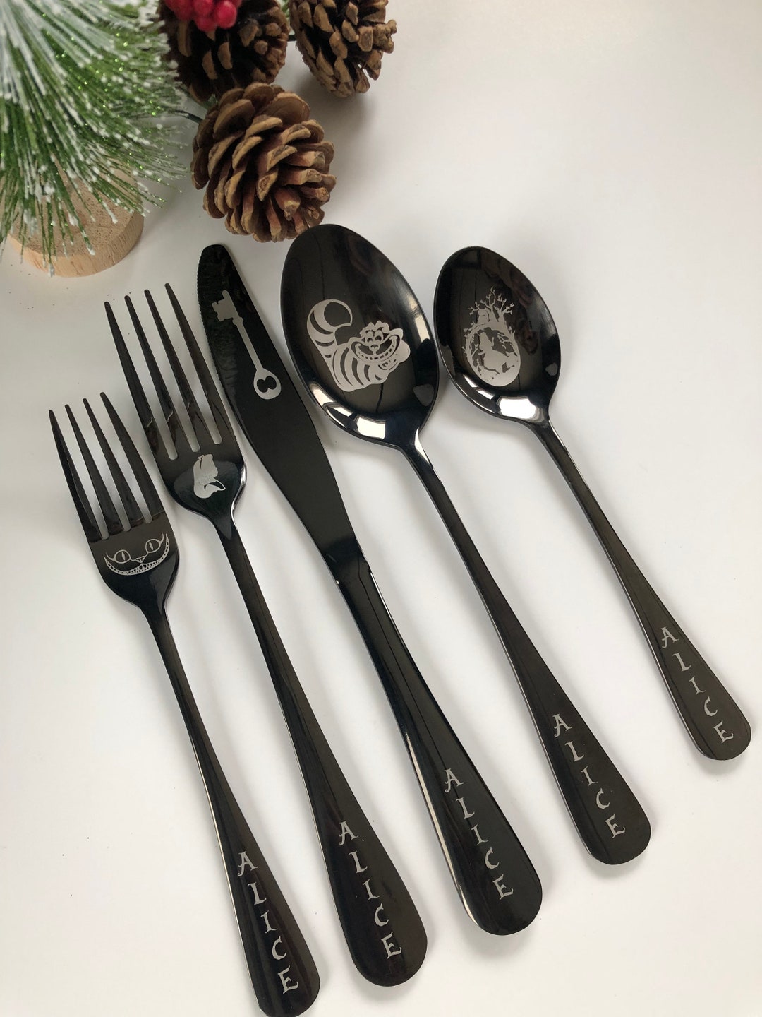 5 Piece Black Silverware Gift Set Alice Collection Kitchen Utensils