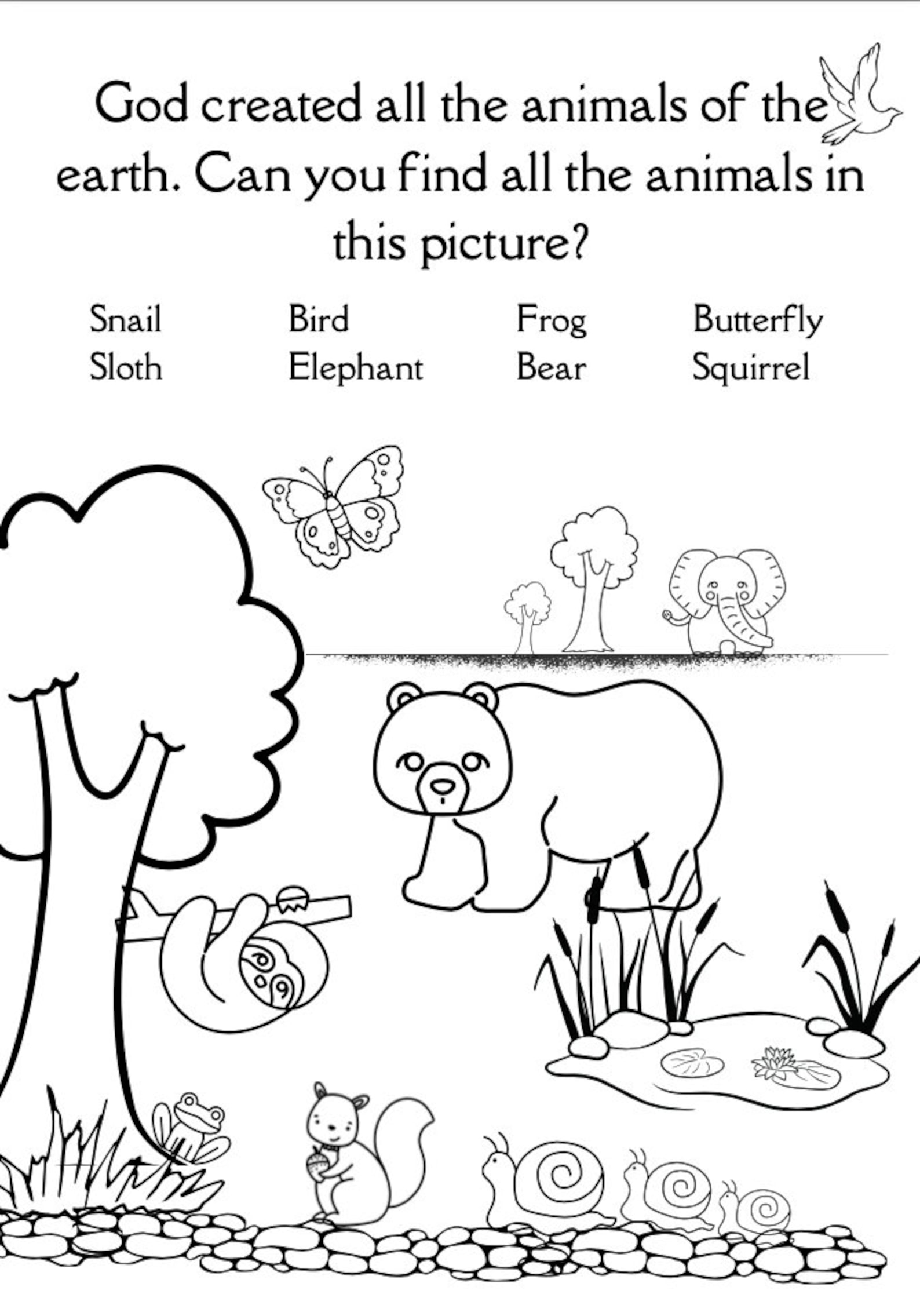 Creation Sunday School Coloring Packet - Etsy