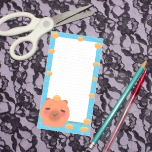 Memo pad – bloc de notas imprimible de capibara y naranjas, papelería kawaii, PDF de A4(tamaño carta) descarga instantánea