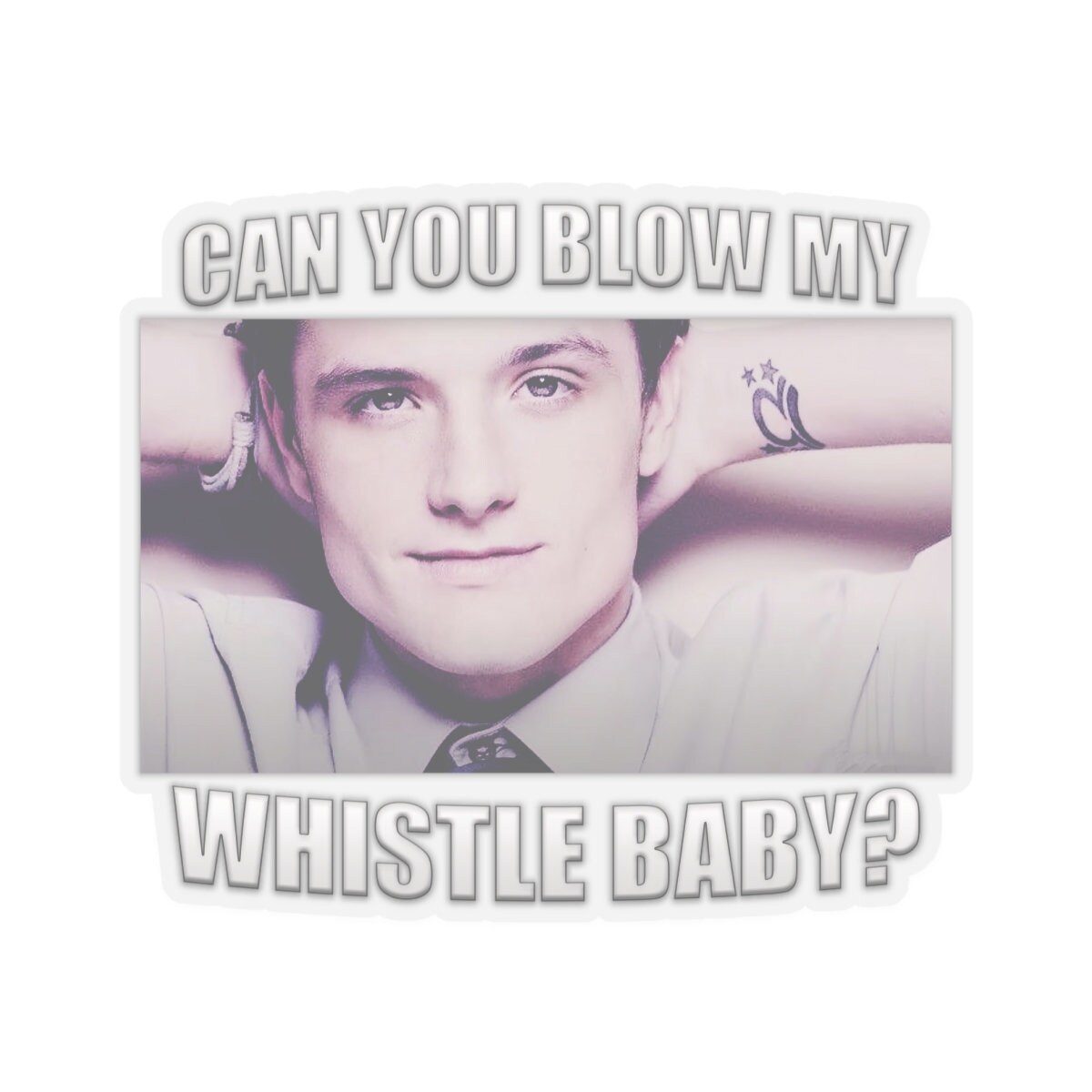 Josh Hutcherson Whistle Meme Kisscut Sticker, Can You Blow My Whistle