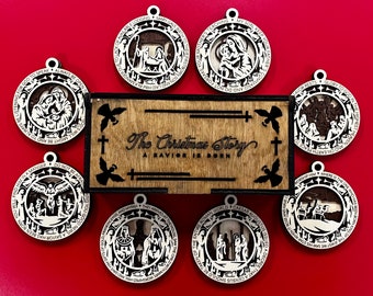 The Christmas Story Ornaments Collection Nativity Scene Gift Set Laser Cut Decor Jesus Ornament Religious 3D Layered Mary Joseph Unique