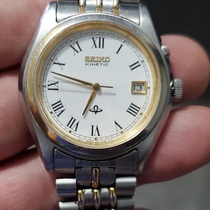 Rare Vintage Seiko Kinetic Quartz Slim Date Mens Watch