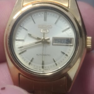 Rare Vintage 1990 Ladies Seiko 5 Gold  plated  Automatic Watch