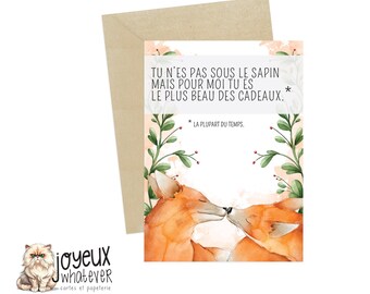 N10 - Sous le sapin | Greeting card | CHRISTMAS CARD | Love | Funny card | French card | Made in Québec