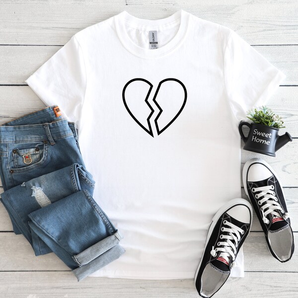 Camiseta de dama corazon, corazon roto, amor, regalo, love, camiseta de corazon roto