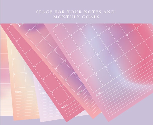 2024 Printable Planner Modern Wall Calendar Year at a Glance Etsy