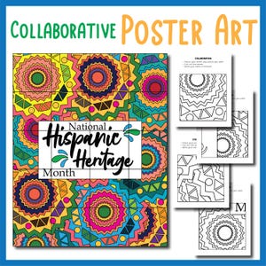 Hispanic Heritage Month Collaborative Poster Art Coloring pages, Bulletin board