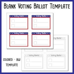 Plantilla de papeleta de votación en blanco / Actividades imprimibles en papel para simular el día de las elecciones