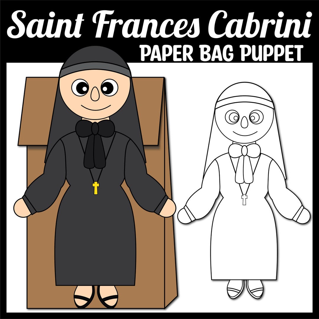Saint Frances Cabrini Paper Bag Puppet Printable Activities, Catholic ...