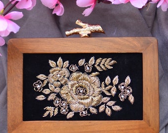 Embroidery Flowers wooden Handmade clutch Handbag Wooden Clutches Bridal clutches Evening Party Bag Wedding Gift Girlfriend Western Bags