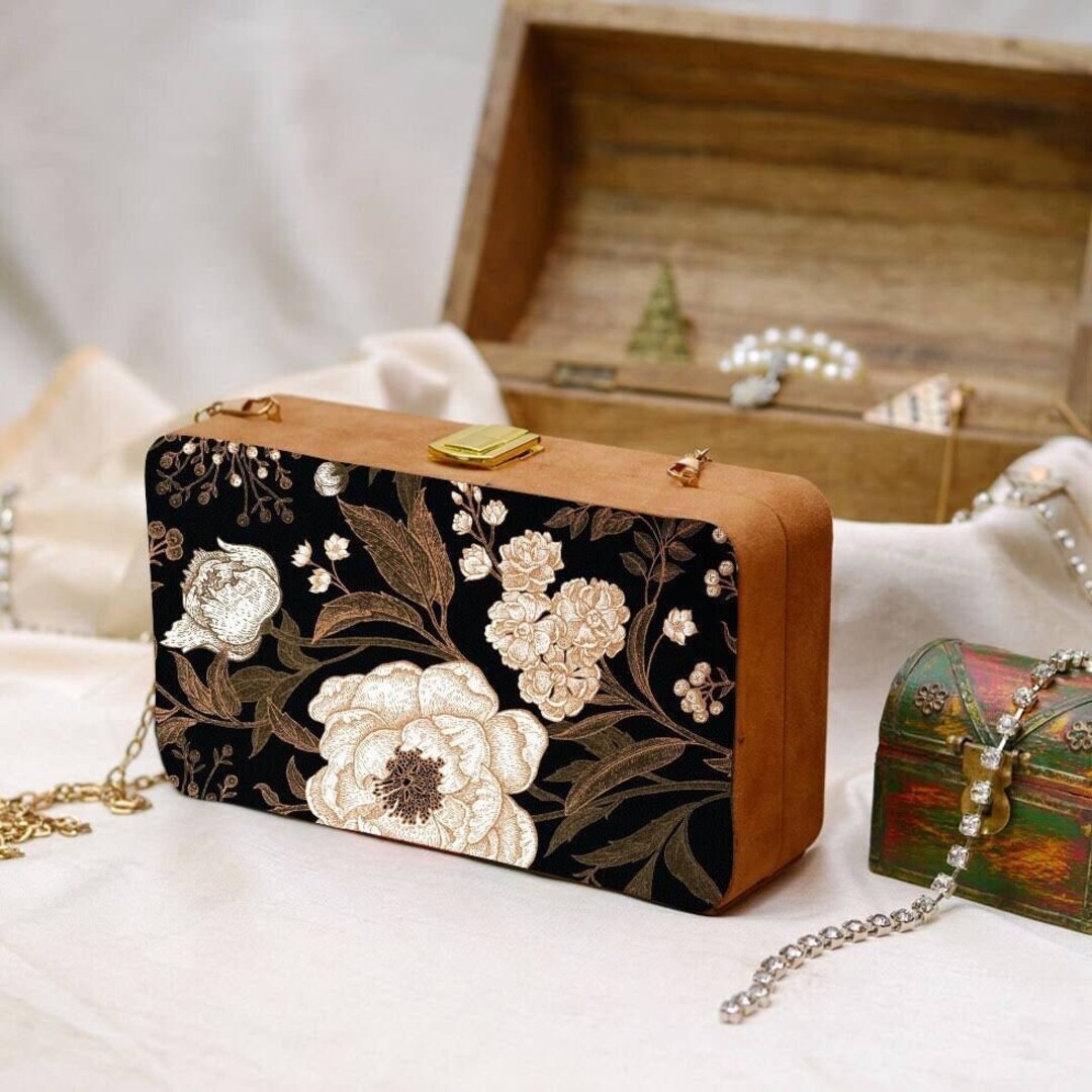 Floral Printed Handmade Clutch Handbag Wooden Clutches Etsy UK