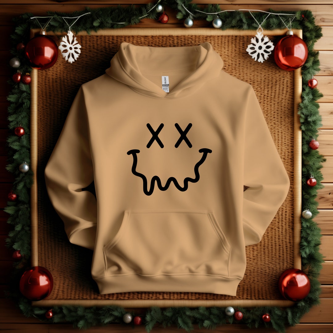 Blue Waffle Weave Smiley Face Hoodie main image 1