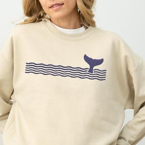 Embroidered Whale Sweatshirt - Nautical Ocean Lover&#39;s Sweater, Unisex Whale Shirt, Cozy Marine Biology Gift, Animal-Themed Apparel