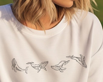 Unisex Whale Sweatshirt: Ocean Animal Nautical Shirt _k