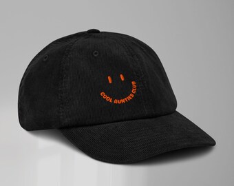 Cool Aunties Club Embroidered Corduroy Hat – Funny Gift for Cool Aunt, Aesthetic Vintage Style Smiley Face Cap, Trendy Gift Idea for Women
