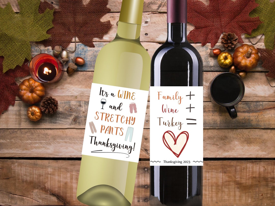 Thanksgiving Wine Labels Funny Wine Label Printable Wine Etsy