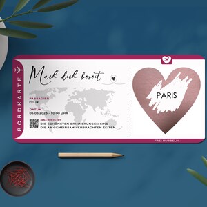 Bordkarte (Personalisiert), Boardingpass, Reisegutschein, Flugticket, Rubbelkarte, Geschenk, Weihnachten, Valentinstag, Geburtstag